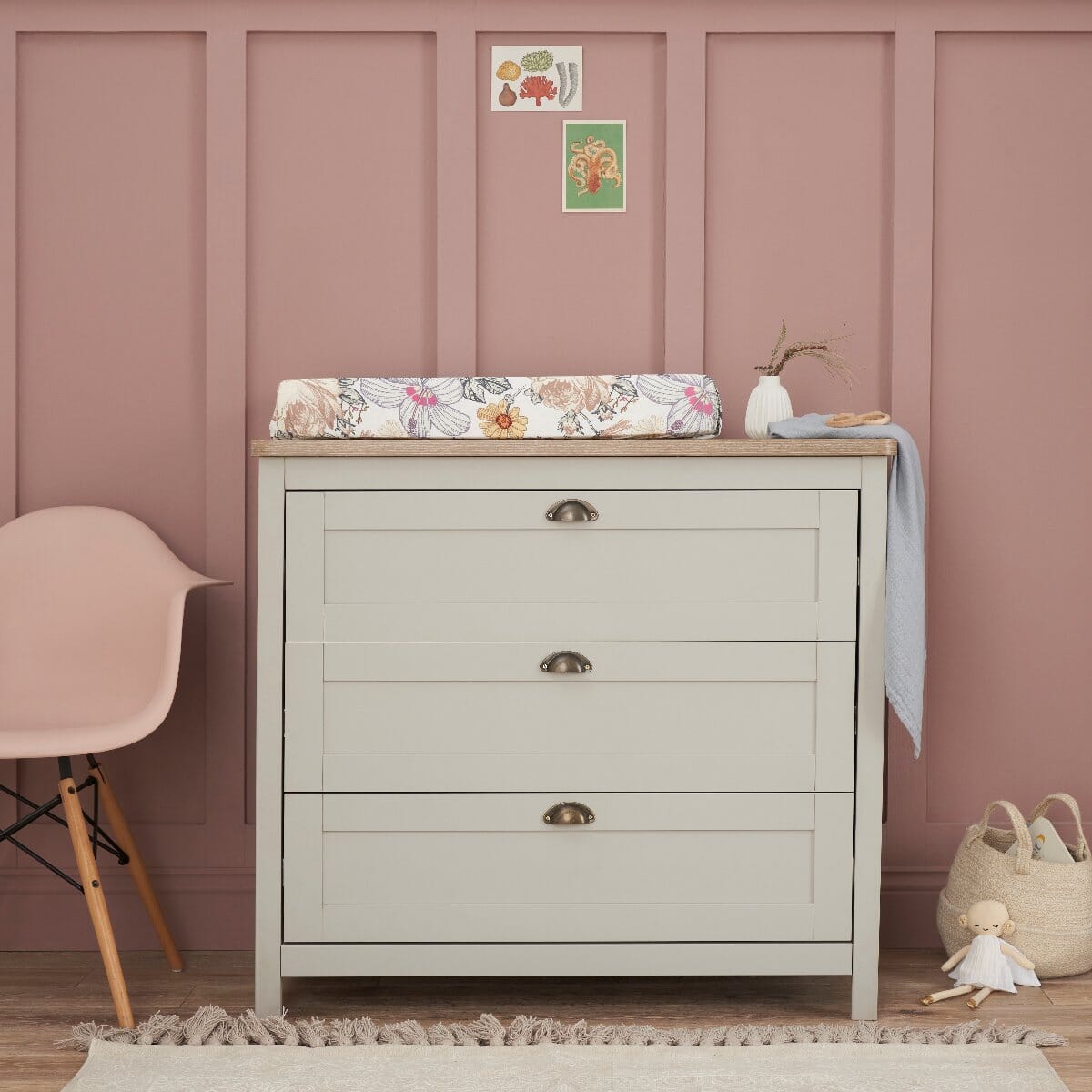 Tuti Bambini Verona 3 Piece Room Set - Dove Grey/Oak