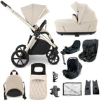 My Babiie MB450 LUXE 3-in-1 Travel System with Rotating Car Seat + Toddler Seat + Base - Feather