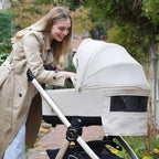 My Babiie MB450 LUXE 3-in-1 Travel System with Rotating Car Seat + Toddler Seat + Base - Feather