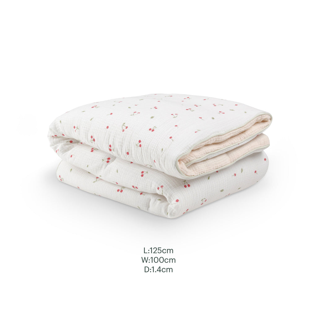 Cot Bed Quilt - Ditsy Cherry