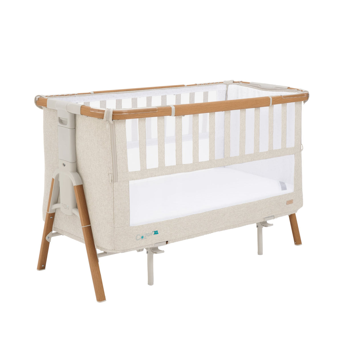 CoZee XL Bedside Crib & Cot Walnut/Ecru