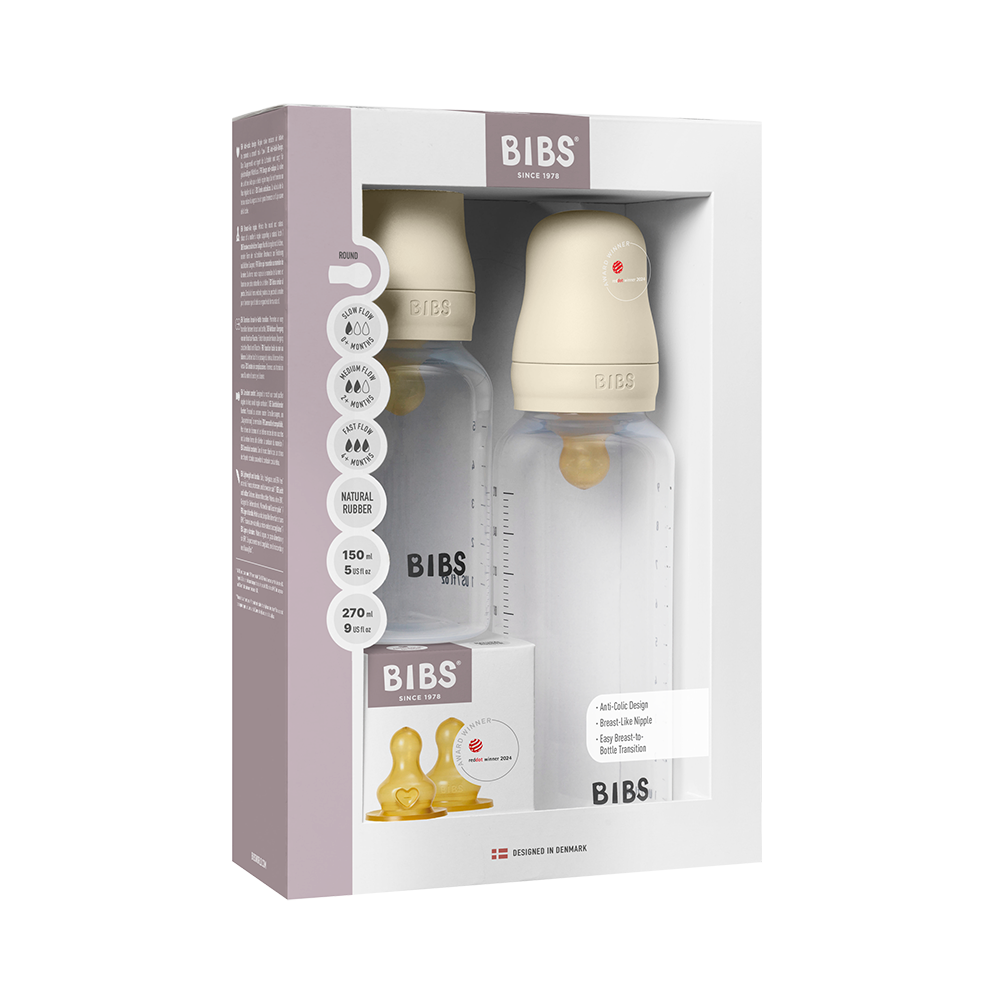 BIBS Baby BPA-Free PP Bottle Grow and Flow set 150ml/270ml Latex - Ivory