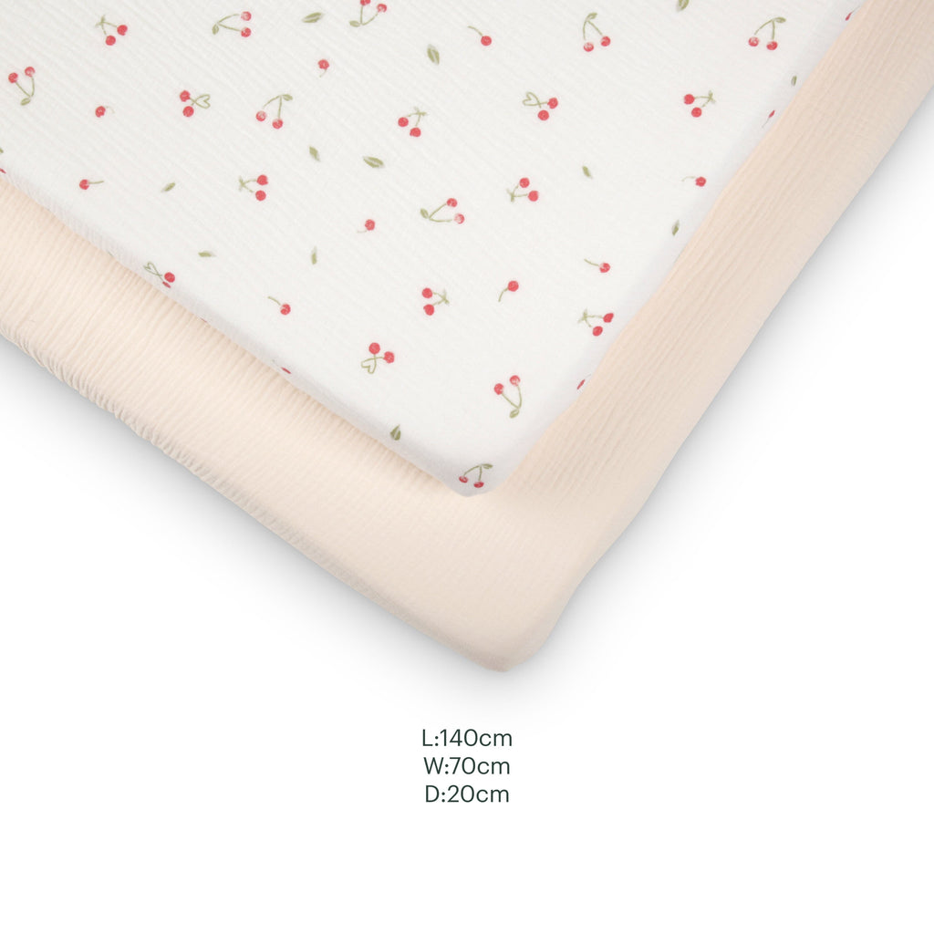 2 Pack Cot Bed Sheets - Ditsy Cherry