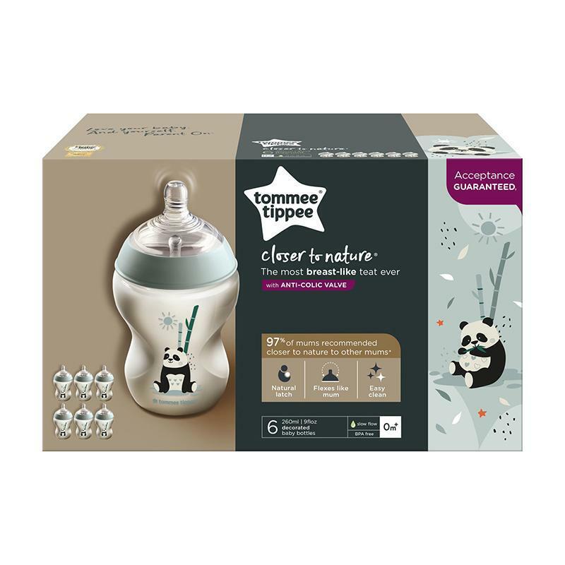 Tommee Tippee Closer to Nature Decorative Pk6 Bottles Panda