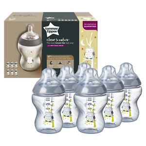Tommee Tippee Closer To Nature Owl Decorated Bottles -260ml - 6 Pack
