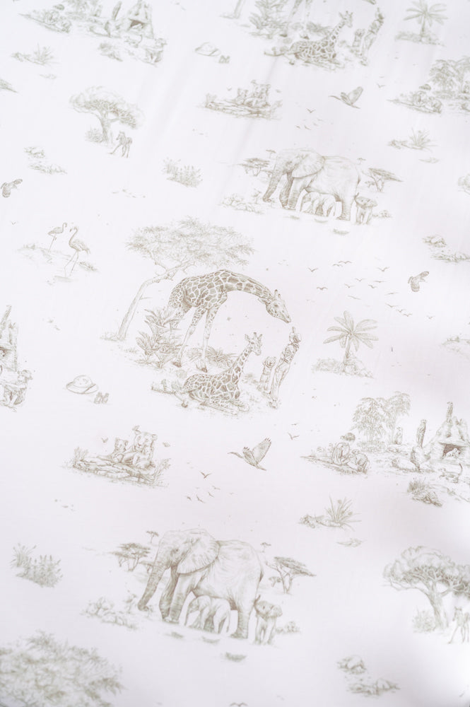 The Gilded Bird Safari Toile Fitted Cot Sheet