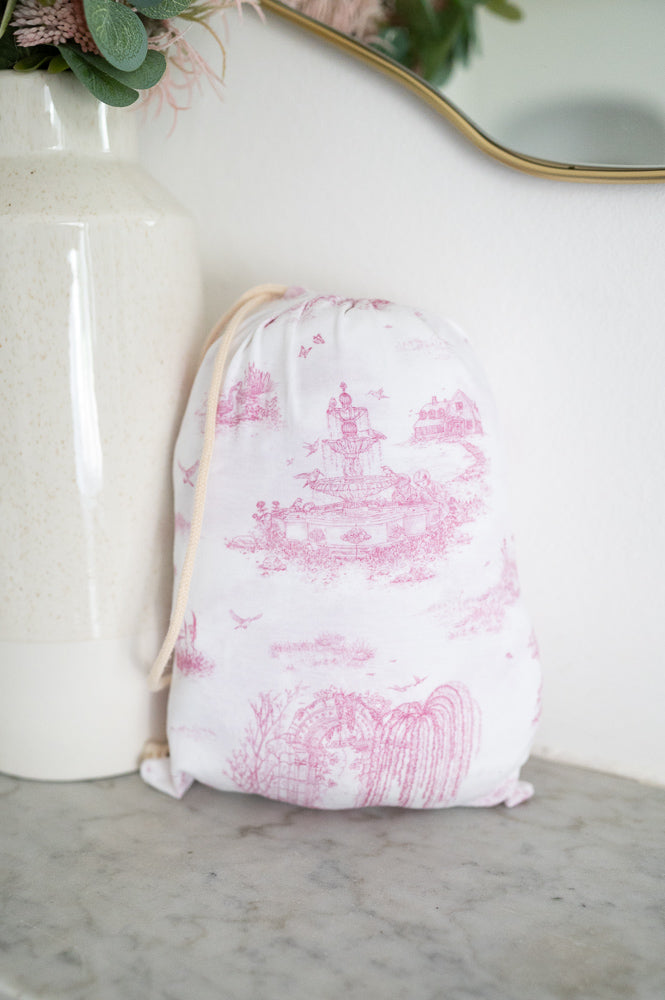 The Gilded Bird Spring Toile Pink Fitted Cot Sheet