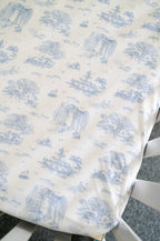The Gilded Bird Spring Toile Blue Fitted Cot Sheet