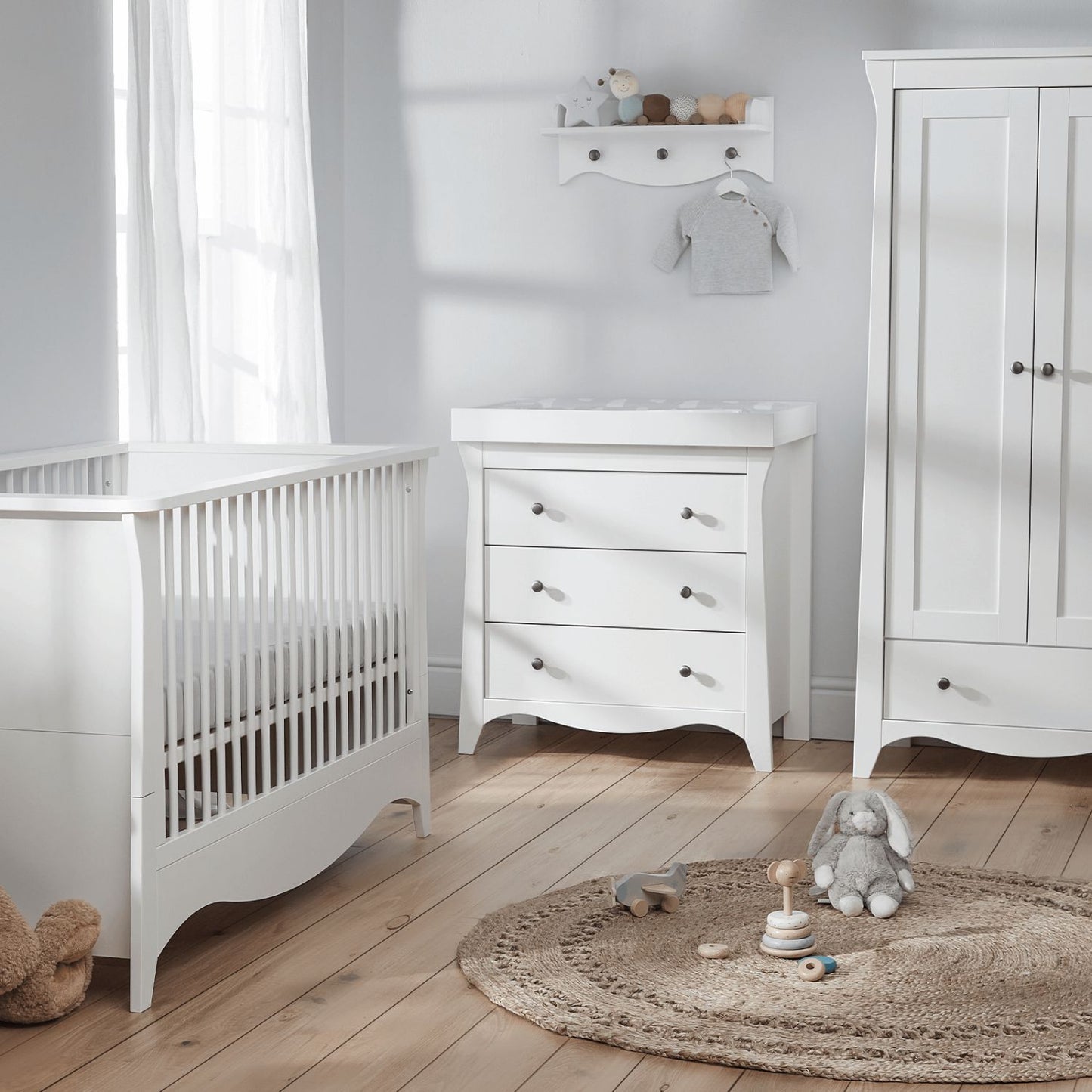 Cuddleco Clara 2pc Set 3 Drawer Dresser and Cot Bed White -  NEW EDLP