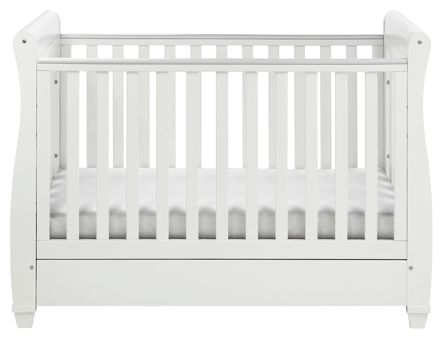 Eva Sleigh Cot Bed Dropside with Drawer