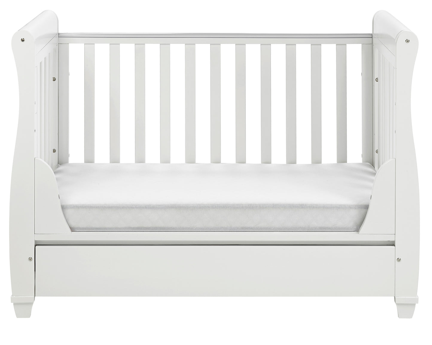 Eva Sleigh Cot Bed Dropside with Drawer