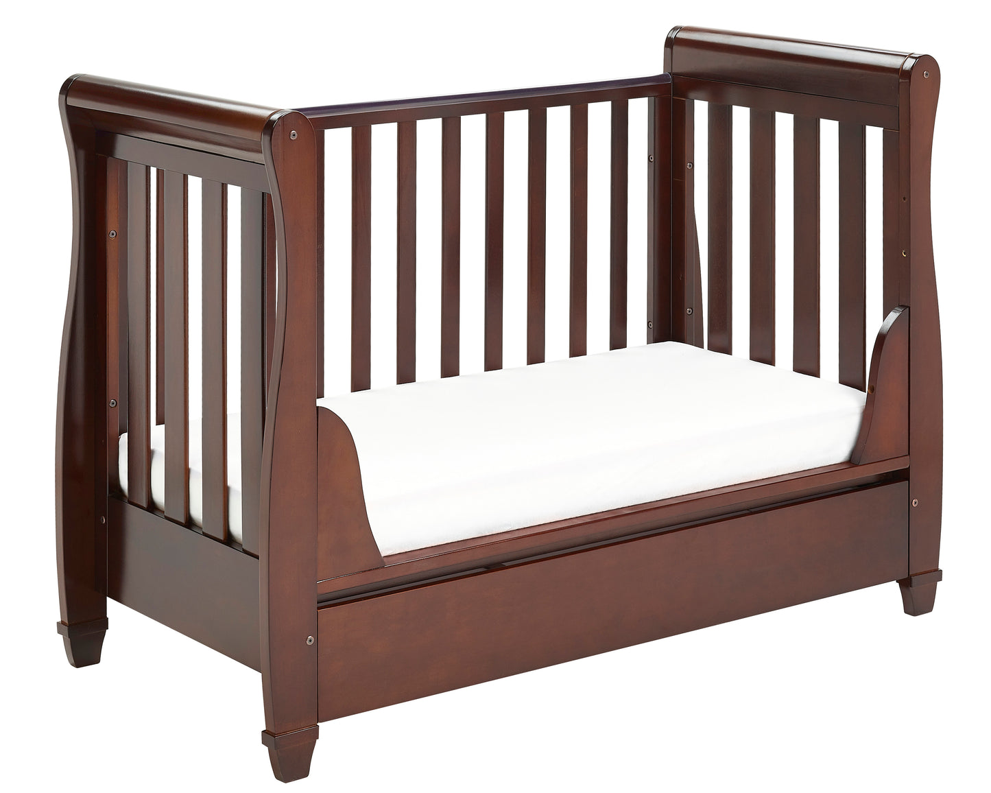 Eva Sleigh Cot Bed Dropside with Drawer