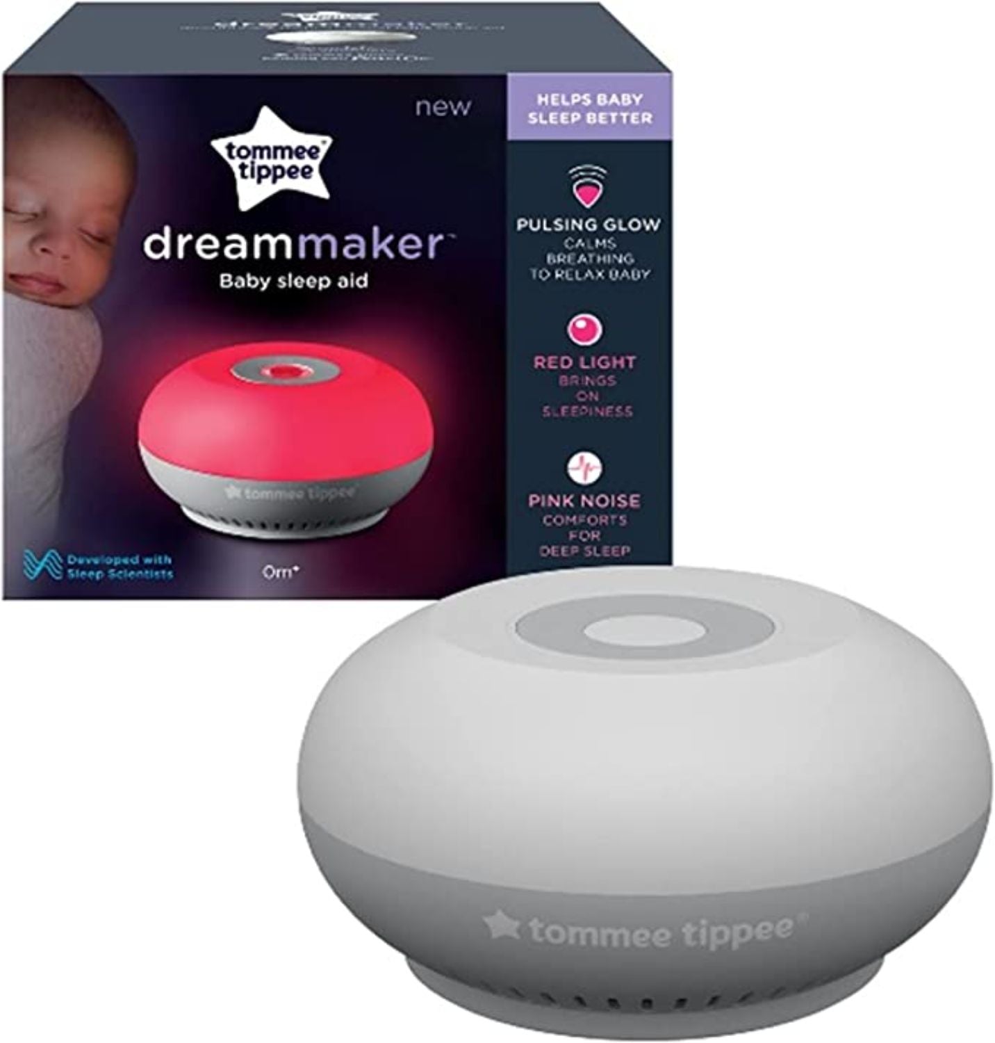 Tommee Tippee Dreammaker Baby Sleep Aid, Pink Noise, Red Light Night Light, Scientifically Proven, Intelligent CrySensor