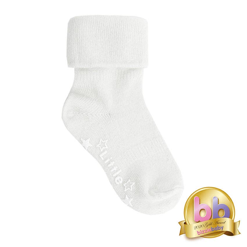 Non-Slip Stay on Baby and Toddler Socks - Plain White