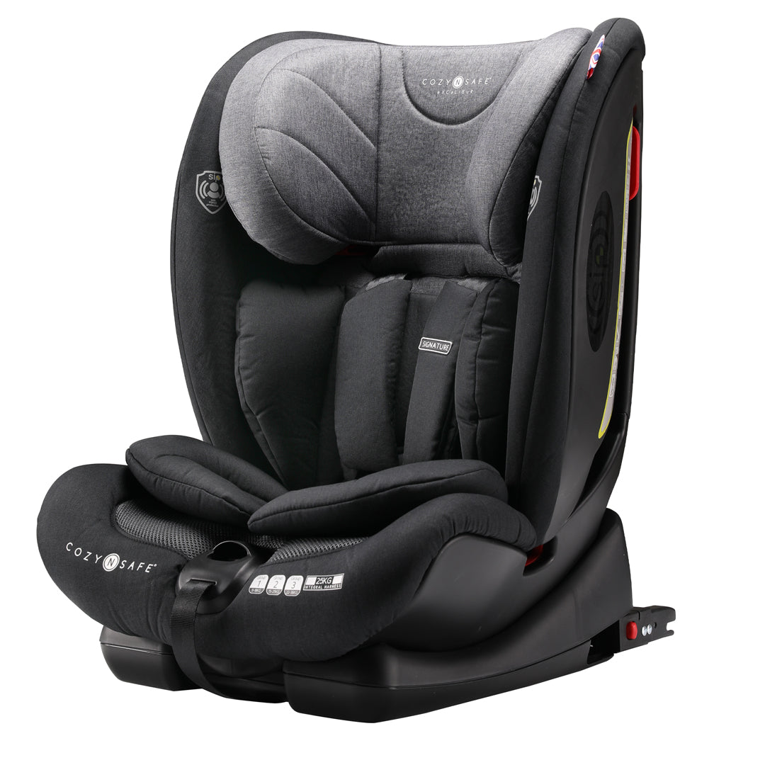 Excalibur Group 1/2/3 Child Car Seat - (25KG Harness) Black/Grey