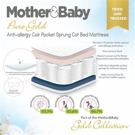 Mother & Baby Rose Gold Anti Allergy Sprung Cot Mattress 120x60