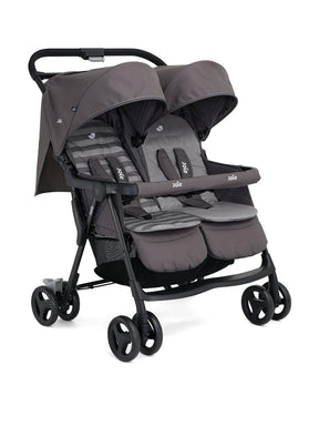Joie Aire Twin Stroller with 2 Footmuff - Dark Pewter