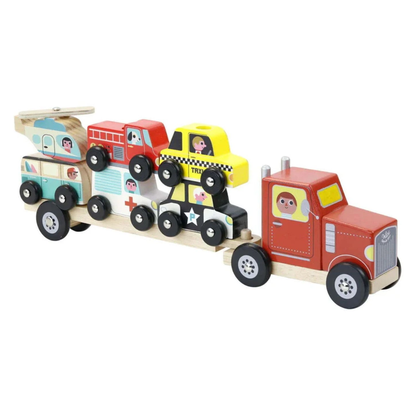 Vilac- Truck And Trailer With Vehicles Stacking Game