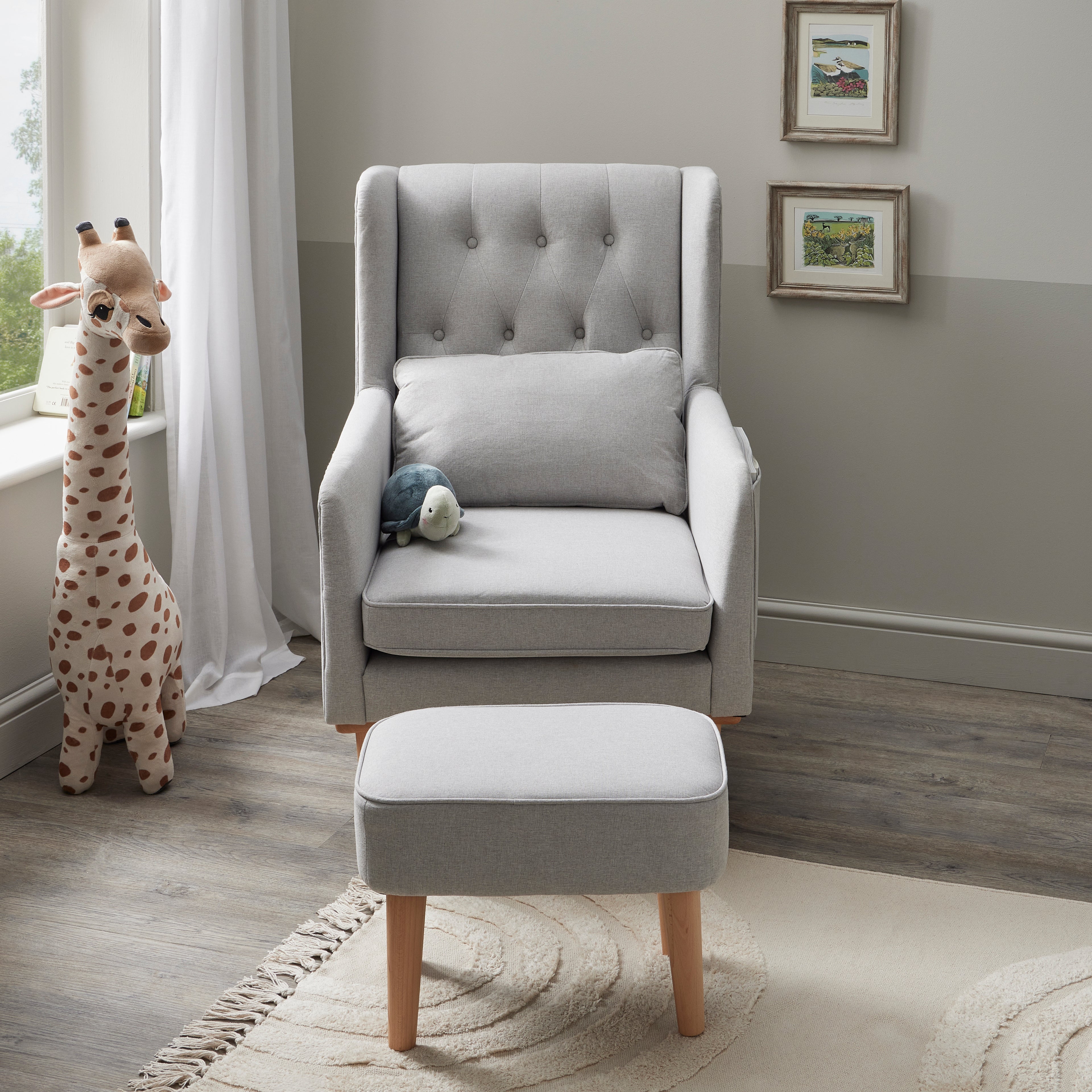 Lux Nursing Chair with Stool - Grey