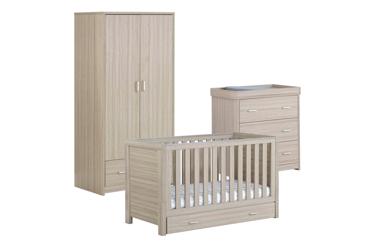 Luno 3 Piece Room Set with Drawer - Oak