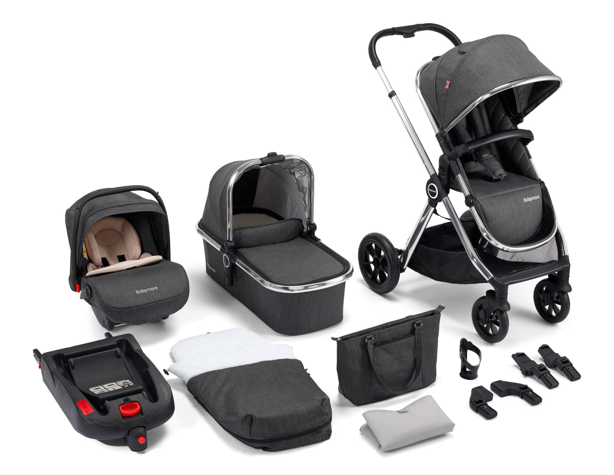 MeMore Travel System 13 Piece - Chrome Slate