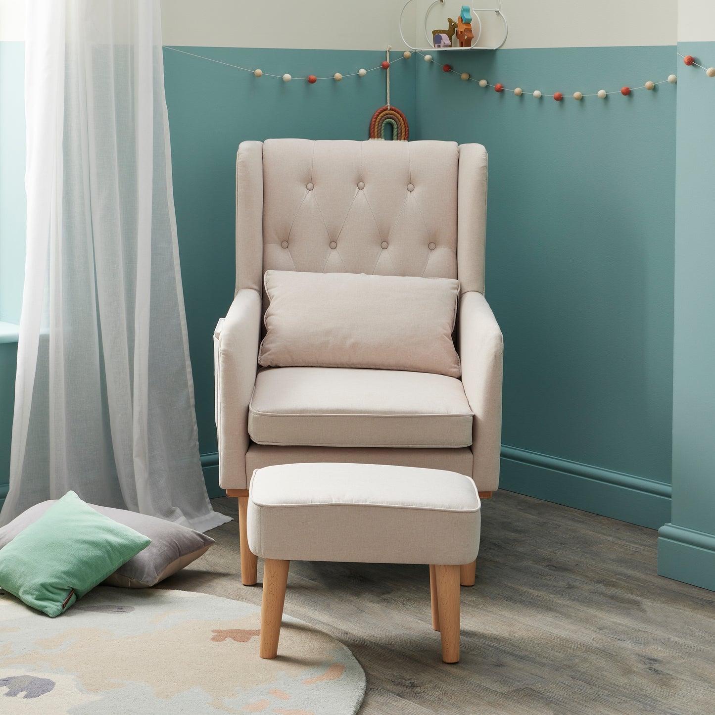 Lux Nursing Chair with Stool - Cream