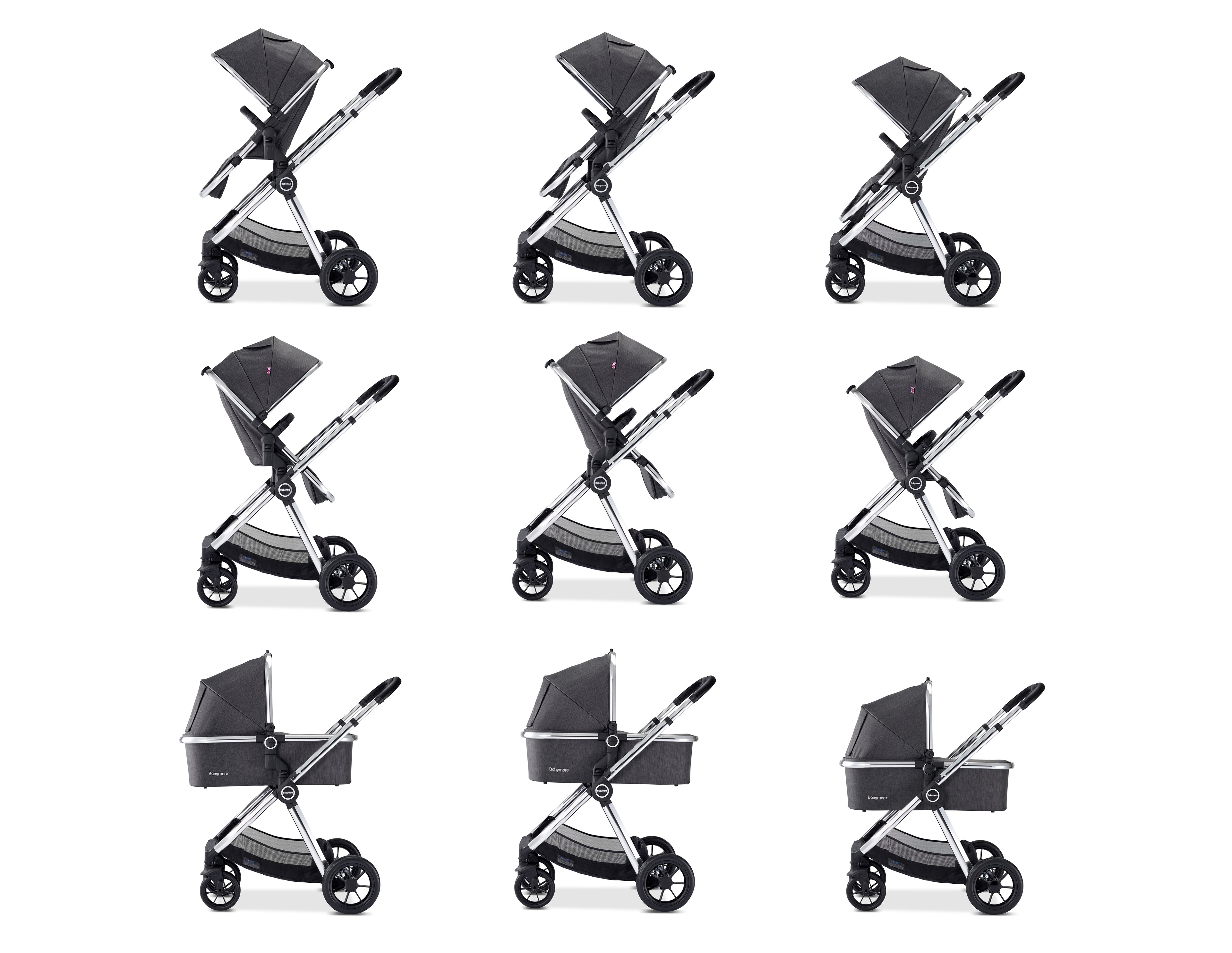 Memore V2 Pram Pushchair 11 Piece – Chrome