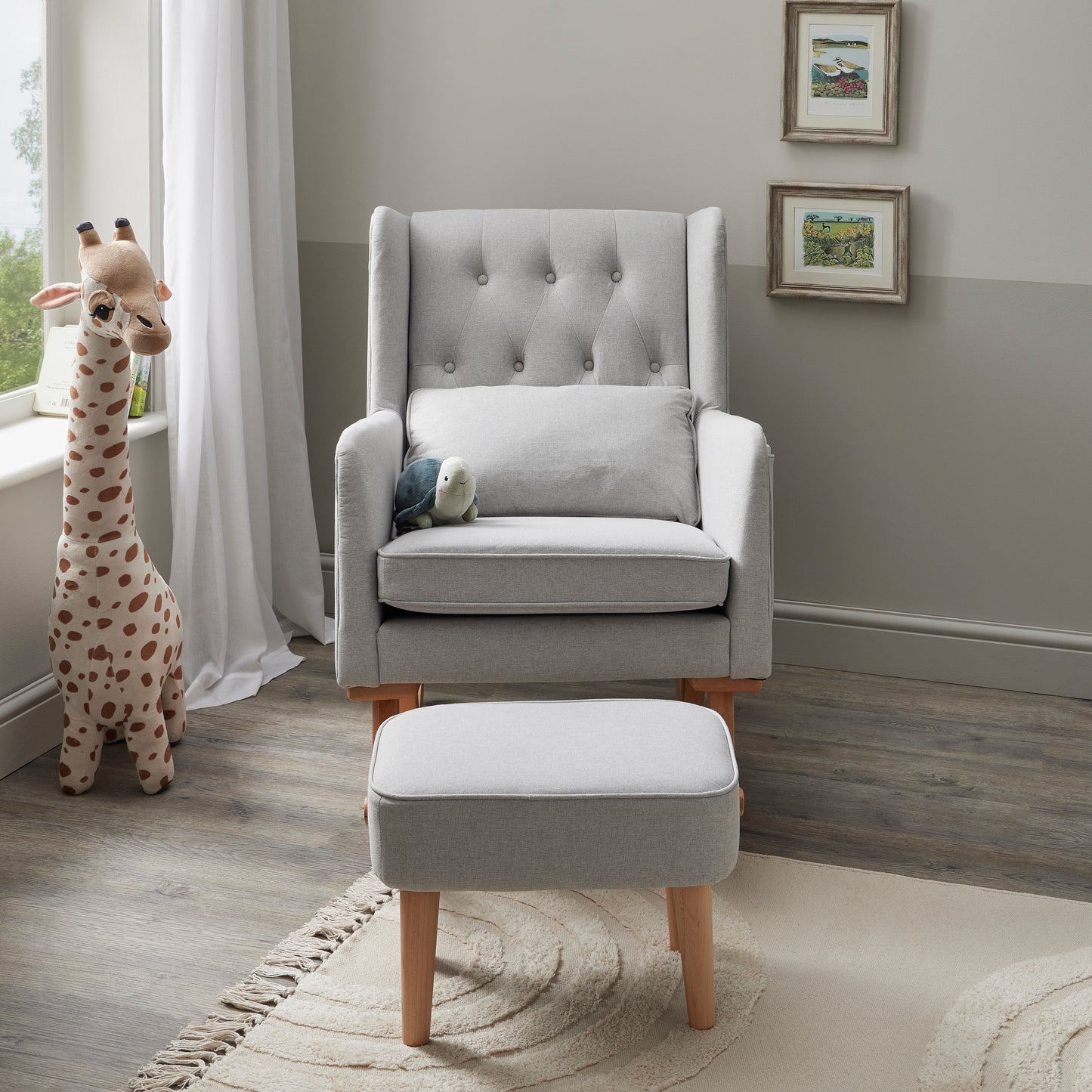 Lux Nursing Chair with Stool - Grey