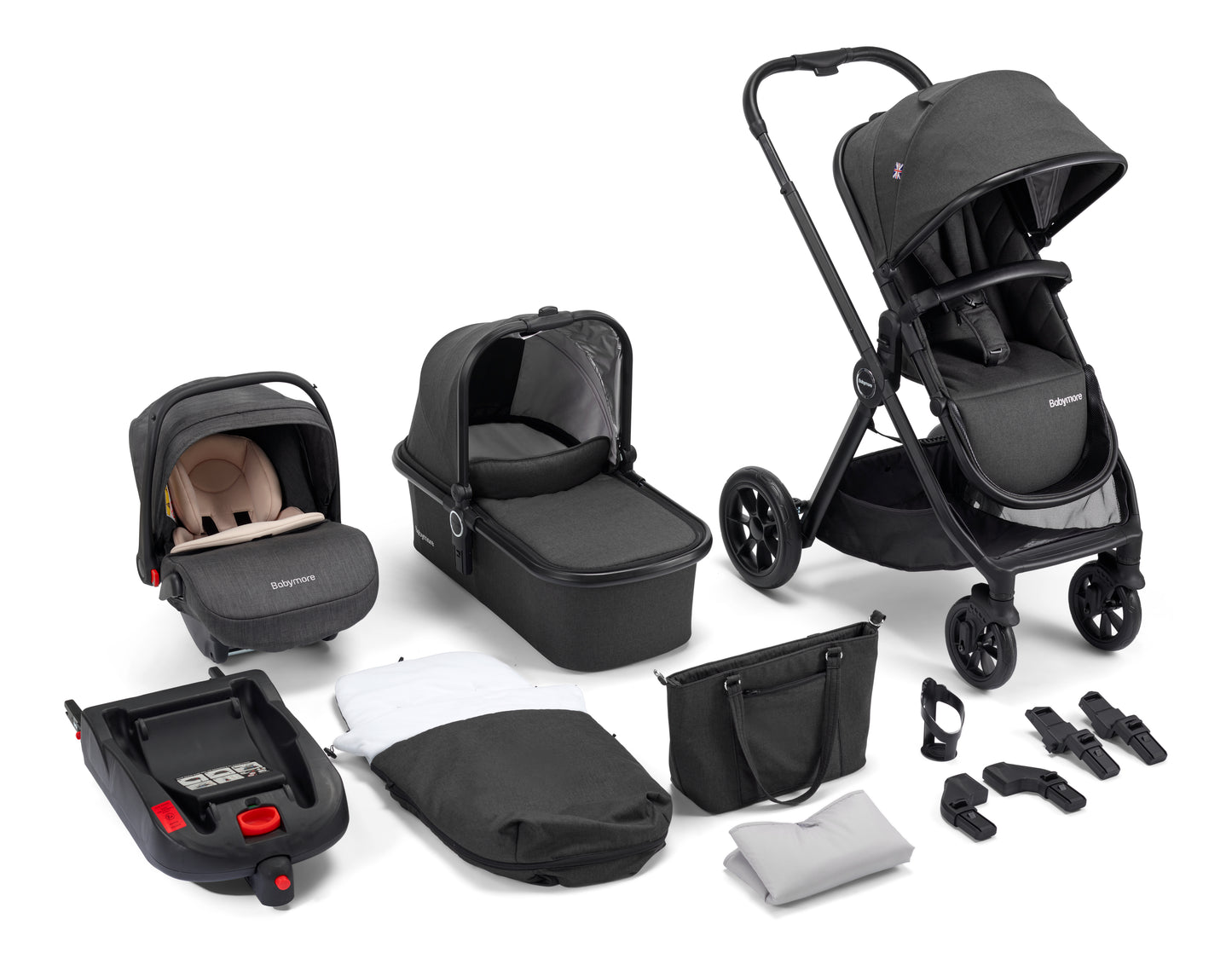 Memore V2 Travel System 13 Piece Pecan i-Size with base – Black