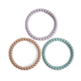 Mushie Pearl Teething Bracelets Peach,brown and Green