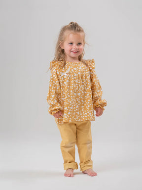 Mustard Top With Bow And Frill