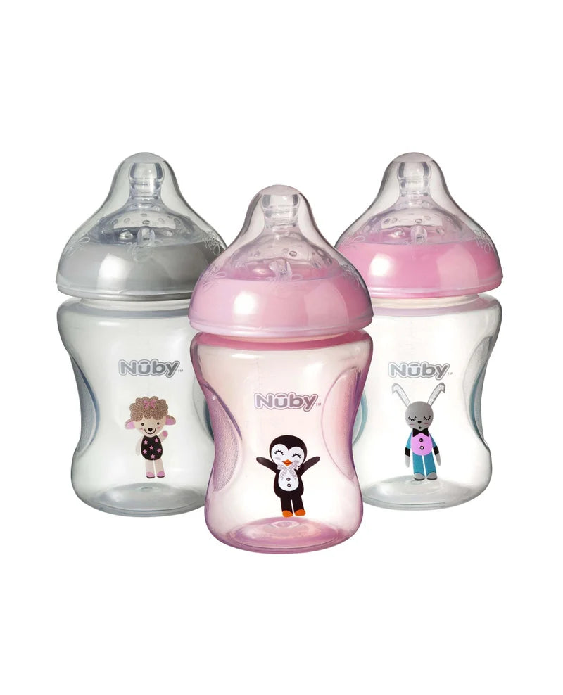 Decorated Combat Colic Bottles - Pink 3 Pack