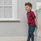 Boys Tshirt In Maroon With Navy Trim