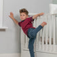 Boys Tshirt In Maroon With Navy Trim