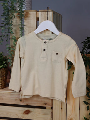 Boys Wheat Tshirt With Button Detail