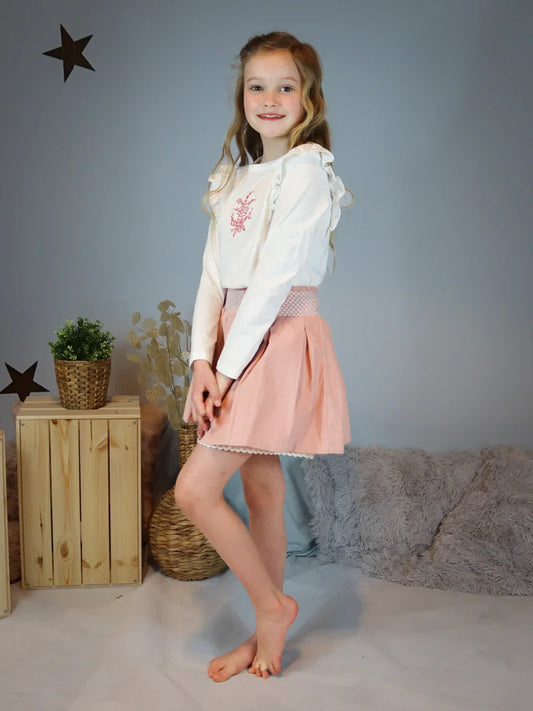 Pleated Smocking Skirt Junior Misty Rose