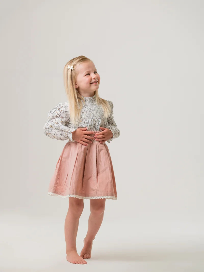 Pleated Smocking Skirt Junior Misty Rose