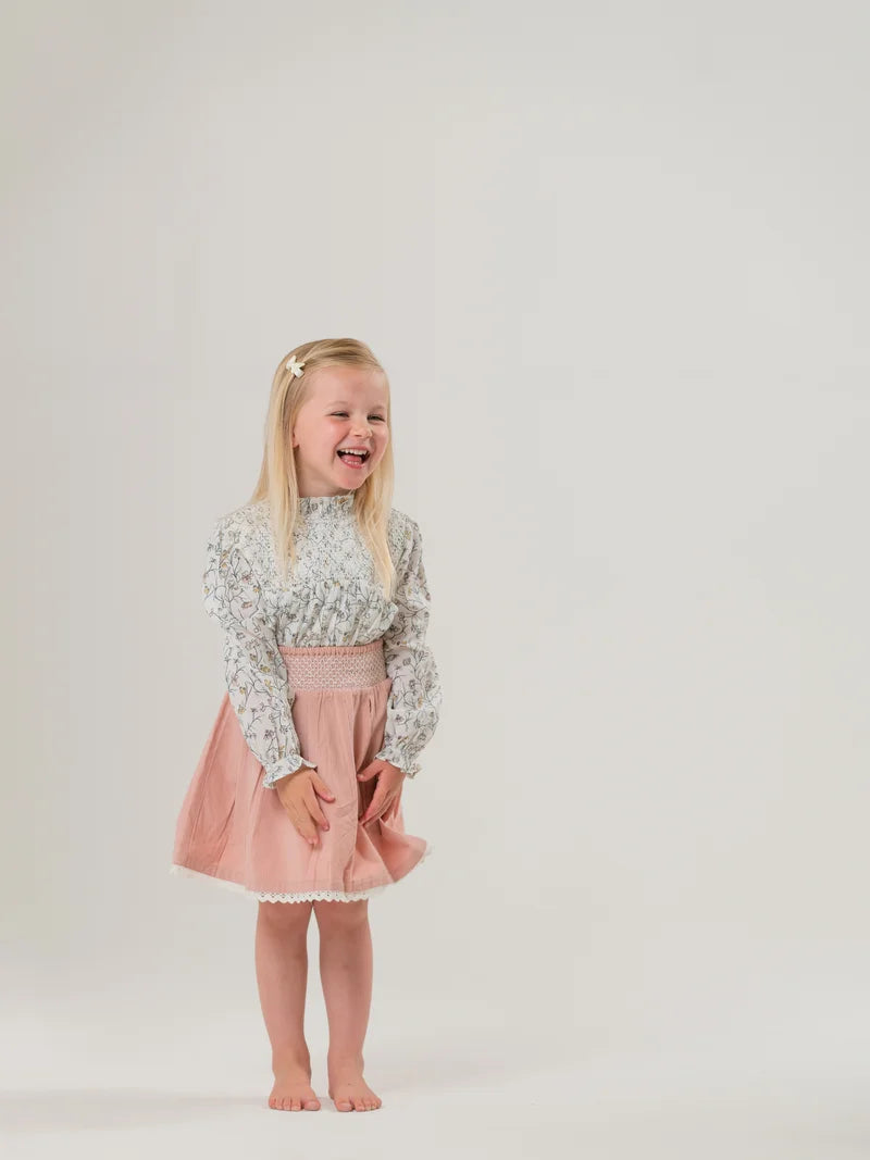 Pleated Smocking Skirt Junior Misty Rose