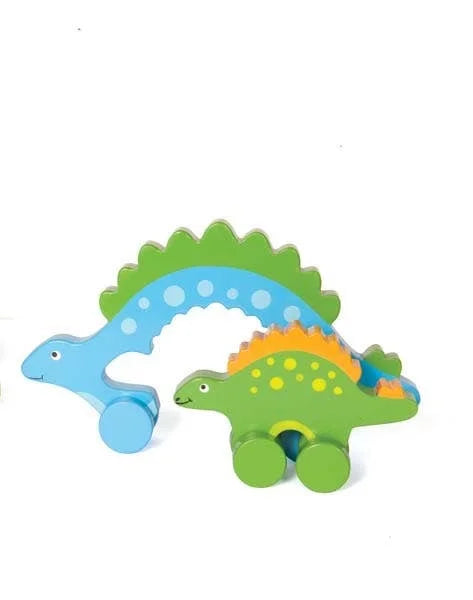 Stegosaurus Dino Mommy and Baby Wooden Roller