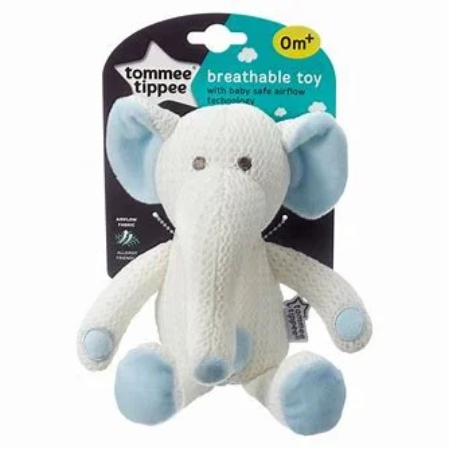 Tommee Tippee Breathable Soft Toy for Baby with Airflow Technology, Hypoallergenic, 0m+, Eddie the Elephant