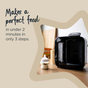 Tommee Tippee Perfect Prep Day & Night, Baby Bottle Maker Machine with Digital Display and Adjustable Volume, Black and Grey