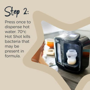 Tommee Tippee Perfect Prep Day & Night, Baby Bottle Maker Machine with Digital Display and Adjustable Volume, Black and Grey