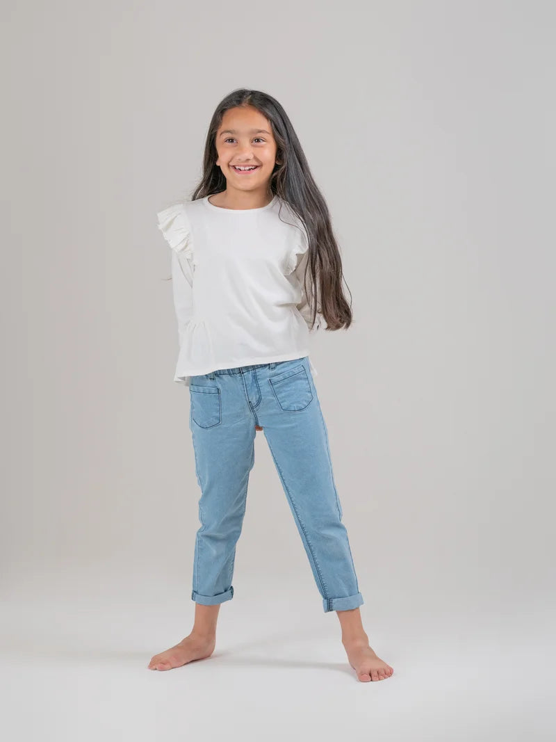 Pleated Collar Top Girls Snow White