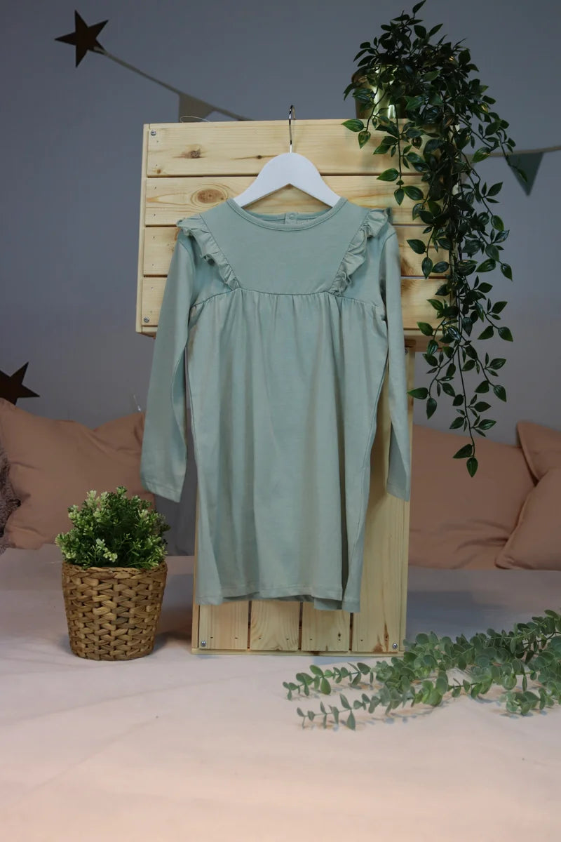 Green Dress With Frill Detail