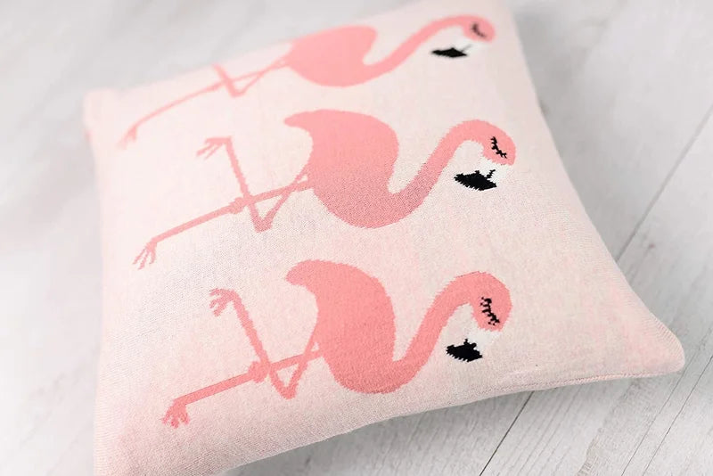 Bizzi Flamingos Knitted Cushion