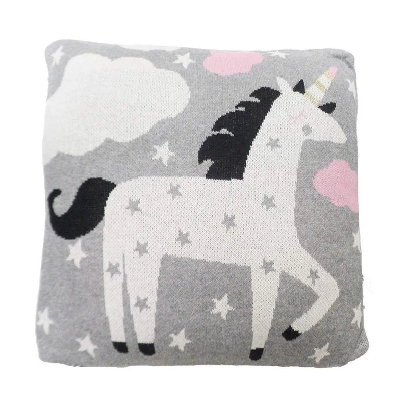 Unicorn Rocks knitted Cushion