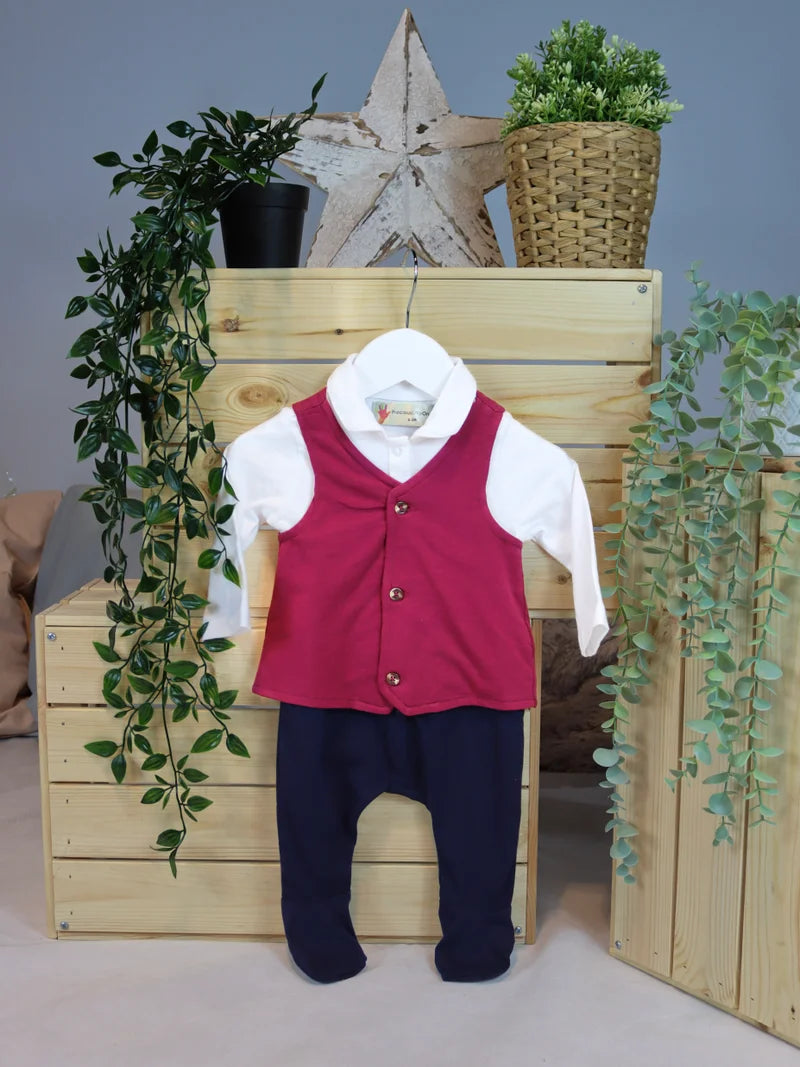 Baby Boy Body Suit White Red And Dress Blue