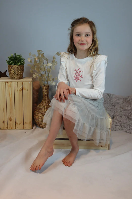 Mesh Frill Skirt Junior Girl Glacier Grey